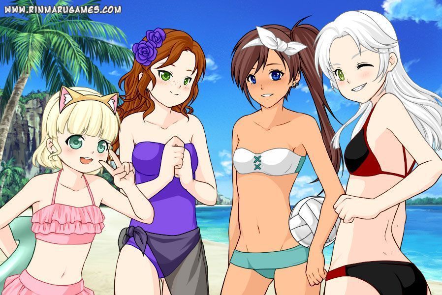 Three anime girls bikini