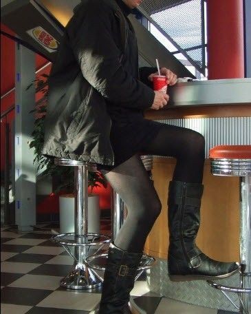 Males and females wearing pantyhose