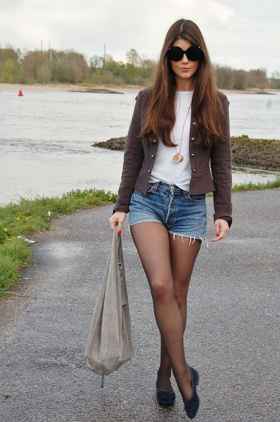 best of Pantyhose and White shorts denim
