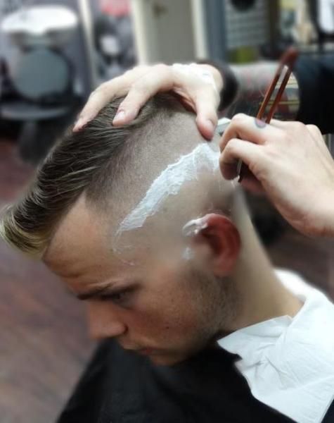 Fetish barber shop shaving