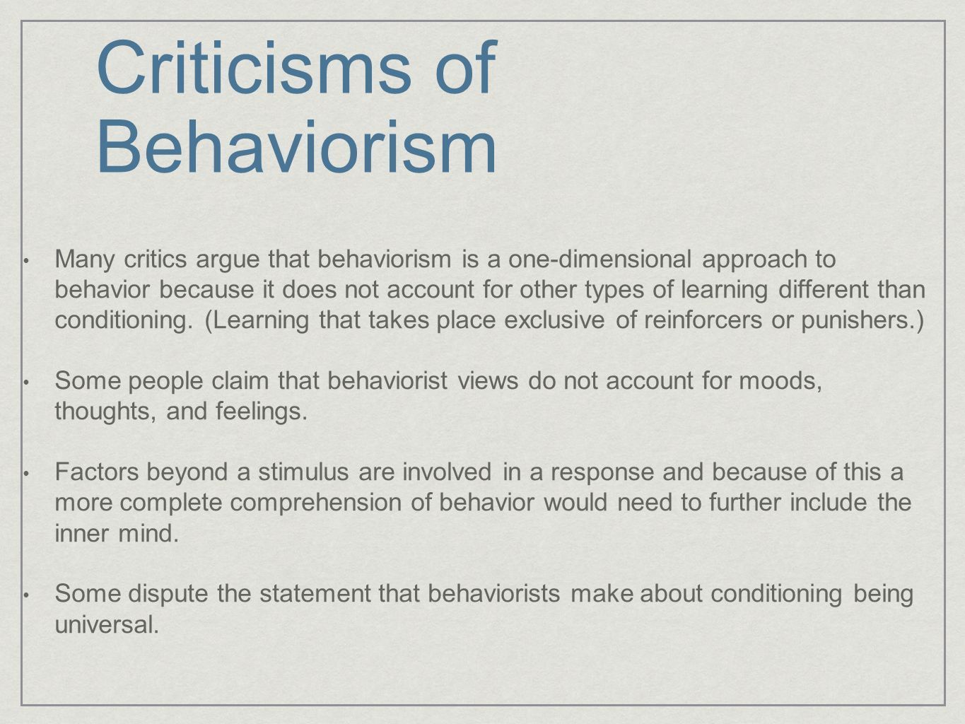 Slug reccomend Domination of behaviorism psychologhy