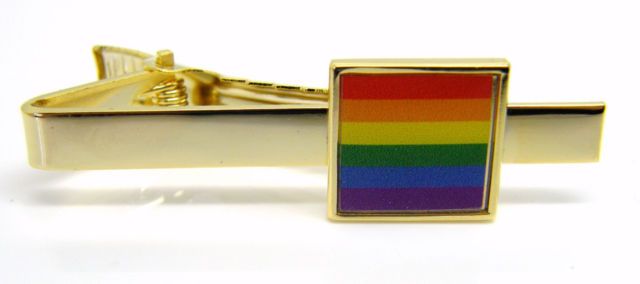 Gay pride rainbow tie clip