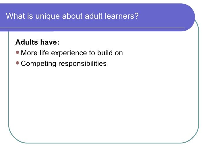 Waffle reccomend Learning styles for adult learners