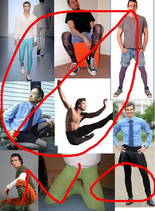 Males and females wearing pantyhose