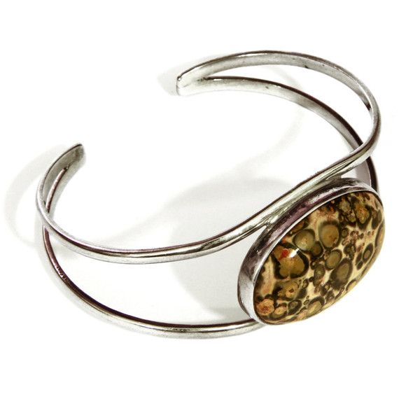 Striped jasper silver band bracelet