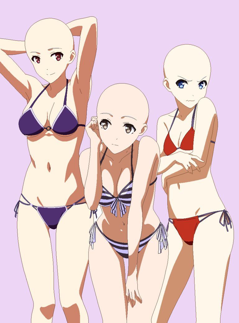 Three anime girls bikini