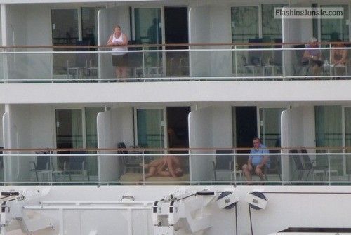 Public balcony sex
